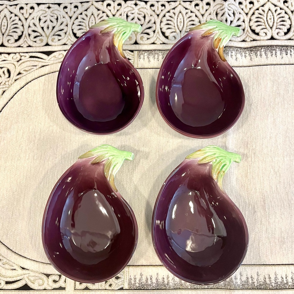 Fitz and Floyd Vintage Eggplant Serveware Set of 4